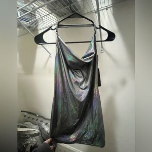 Bebe iridescent black/silver dress